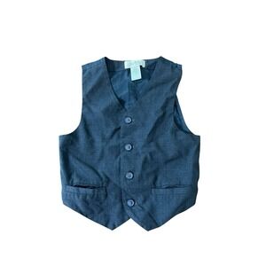Janie and Jack Special Occasion Wool Vest Boys Size 5 Charcoal Black